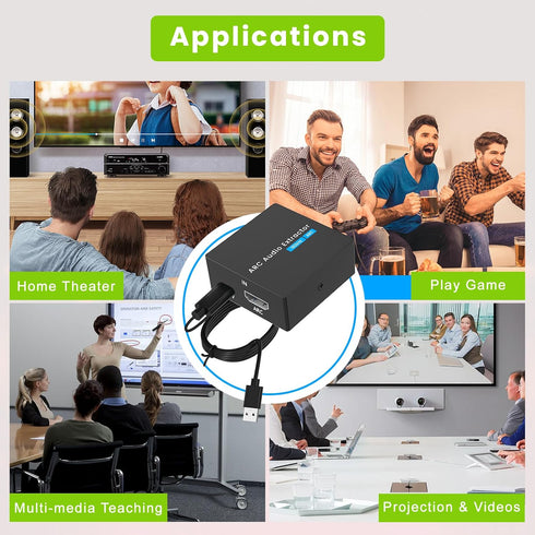 Tihokile 192KHz Optical/Toslink+3.5mm Speaker/Soundbar/Headset ARC Audio Extractor, HDMI ARC to Optical Converter, ARC