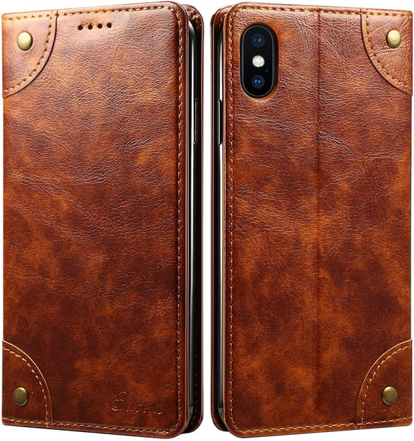 SINIANL Leather Wallet Folio Case for iPhone 8/7 - Book Design Flip Cover with Stand and ID Credit Card Slot