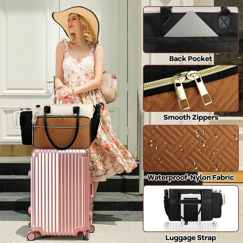 15.6 Inch Teacher Tote Bag for Women with Large Cup Holder& Laptop Compartment, Utility Work Tote Bag with Internal