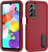 Galaxy A15 5G Case with Kickstand, 3-Layer Military Grade Protective Cover, Shockproof Silicone - Red/Black