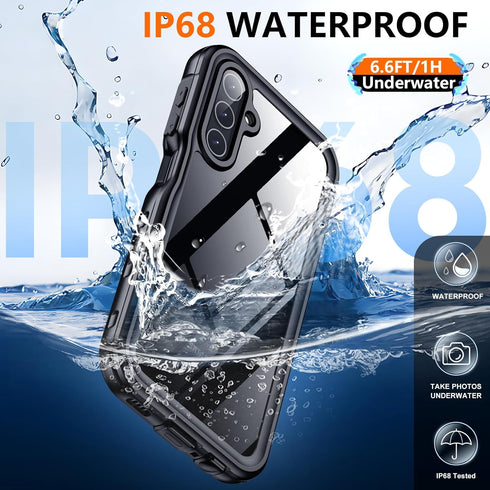 SPIDERCASE for Samsung Galaxy A15 5G Case Waterproof, Full Heavy Duty Protection, Built-in Screen & Camera Protector, Military Shockproof, Dustproof, Anti-Scratched Durable Case 6.5"-Black