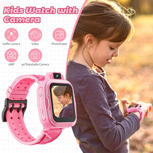Kids Digital Watch for Girls, Touchscreen Sport Smart Watch with Camera, Light Pink