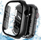 YMHML Waterproof Case for Apple Watch Series 8/7 45mm, Tempered Glass Screen Protector, Full Coverage Protective Cover