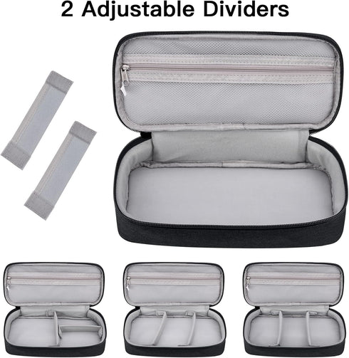 Electronics Travel Organizer Bag, Portable Case for Cables, Charger, Power Bank & Hard Drive (Black), Large
