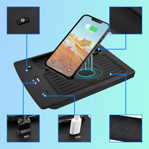 Wireless Charger Pad for Honda Accord 2018-2022, Fast Charging USB-A USB-C Center Console Accessories