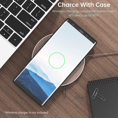 Salawat Slim PU Leather Case for Galaxy Note 8, Vintage Shockproof Lightweight Soft TPU Bumper Protective Cover (Dark