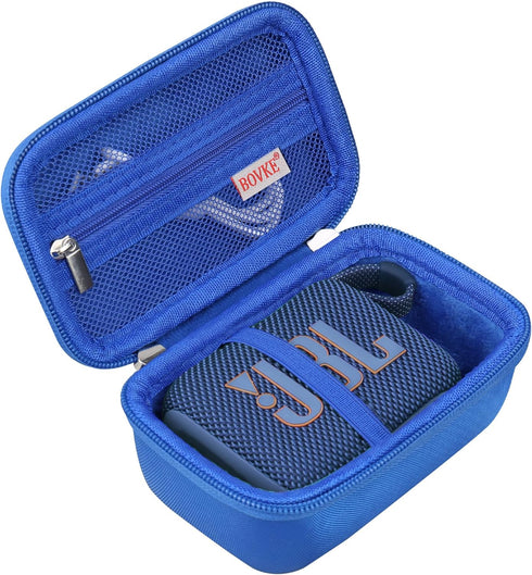 BOVKE Carrying Case for JBL Go 4 Portable Bluetooth Wireless Speaker, Extra Mesh Pocket for Accessories (Blue)