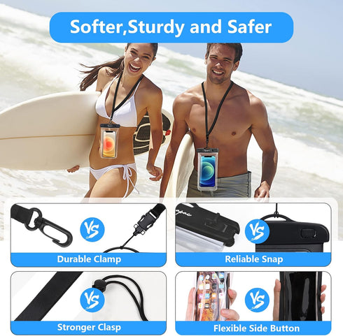 Waterproof Phone Pouch Bag - 7.5in Case for iPhone 15 Pro Max, Galaxy S23, Pixel 7a - Beach Travel Essential with