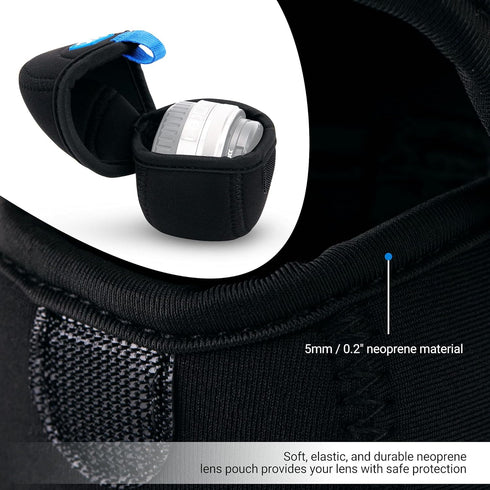 JJC Water Resistant Neoprene Camera Lens Pouch Case, Fold-Over Lens Bag for Mirrorless Lenses Up to 2.4 x 1.6 (D X H)