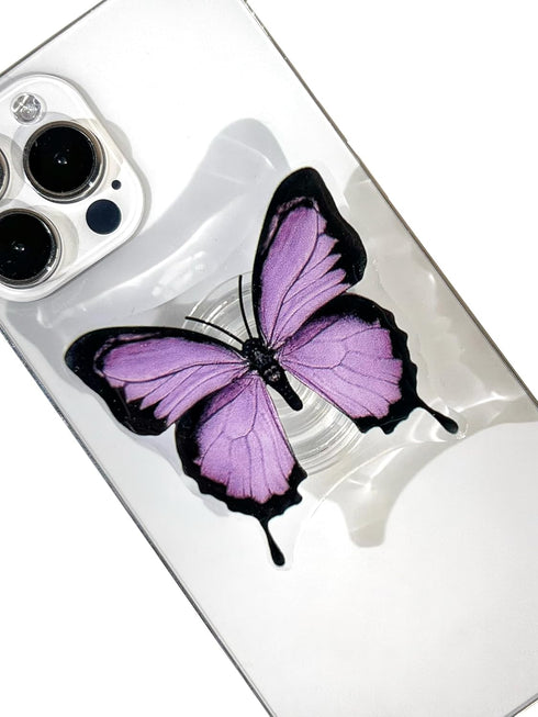 Butterfly Sticky Mobile Phone Grip, Clear Cell Phone Stand, Expanding Cell Phone Charms Accessory, Interchangeable