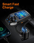 Upgraded Bluetooth FM Transmitter for Car, Wireless Radio Adapter Kit with 1.8" Color Display, Fast Charge 18W - Black