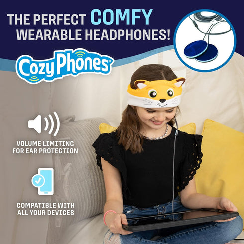 CozyPhones Kids Headphones, Headband Earphones for Children Baby & Toddlers 1-3, Stretchy & Comfy Travel Accessories - Fox
