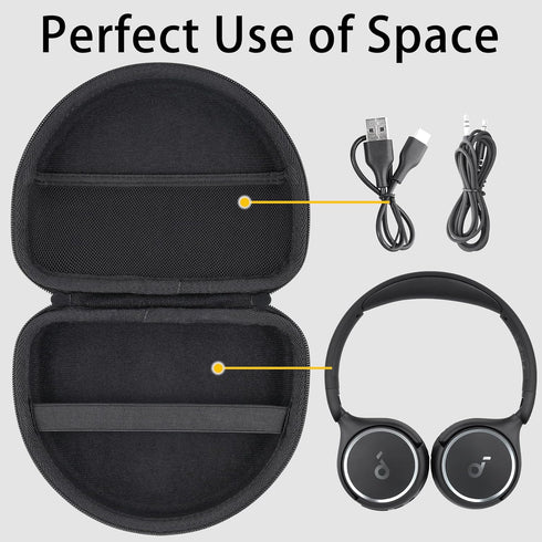 Aenllosi Hard Storage Case for Soundcore H30i Wireless On-Ear Headphones (Black, Case Only)