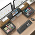 WESTREE Dual Monitor Stand Riser with Two Drawers, Extra Large Storage for 2 Monitors, Desktop Organizer