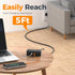 TESSAN 5 4 1 2 900 Flat Plug Extension Cord FT, Surge Protector Power Strip with AC Outlets USB C and USB A Ports