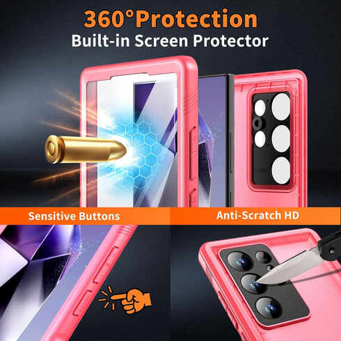 Cozycase Waterproof Case for Samsung Galaxy S24 Ultra - 360 Heavy Duty Full Body Protection, Shockproof, Dustproof,