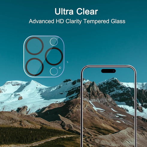 Ailun 3 Pack Camera Lens Protector for iPhone 15 Pro 6.1" & iPhone 15 Pro Max 6.7", Tempered Glass, 9H Hardness