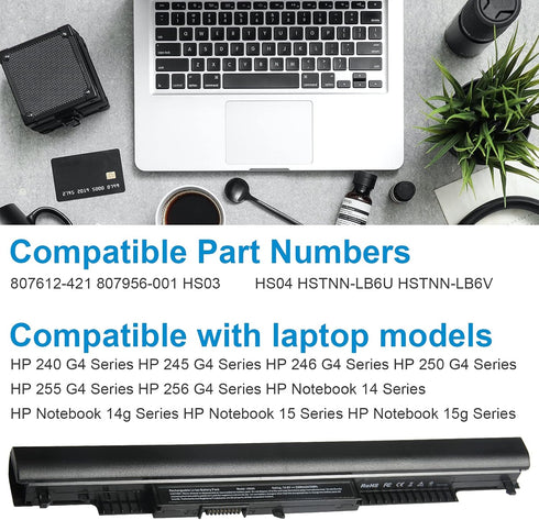 ARyee Laptop Battery Replacement for 240 G4, HS04, HS03, 807956-001, 807957-001, HSTNN-LB6U, HSTNN-DB7I