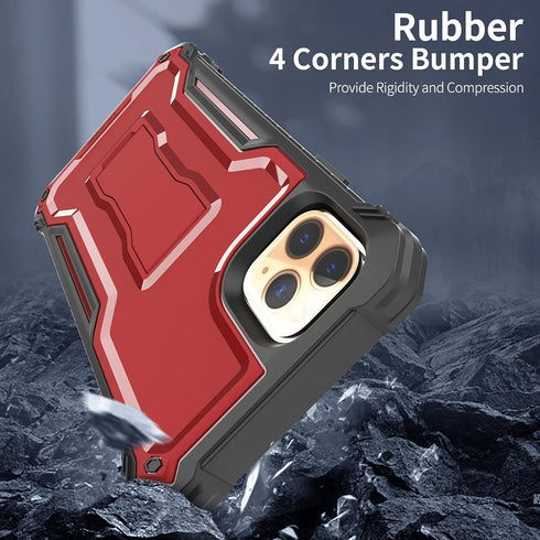 ExoGuard Rubber Shockproof Case for iPhone 11 Pro Max, Full-Body Cover with Built-in Screen Protector and Kickstand