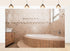 LidyMini 8x8ft Fabric Beige Tile Bathroom Backdrop Curved Bathtub Warm Neutral Tones Background