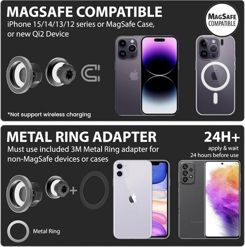 Bracketron MagAlign Magnetic Windshield Dashboard Cell Phone Mount, Compatible with Apple MagSafe and All Phones,