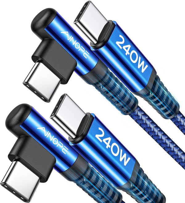 AINOPE USB C to USB C Cable 6.6ft 2 Pack Blue