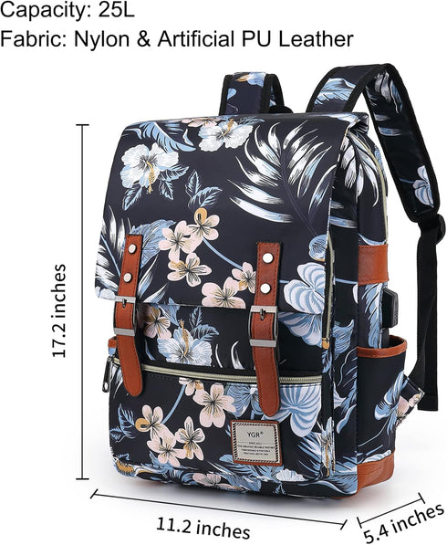 YGR Floral Laptop Backpack for Women, School, Travel, Business, Outdoor Sports, Office, Work