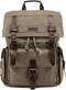 Kattee Men’s Large Leather Canvas Backpack, Army Green Travel Rucksack
