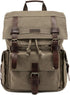 Kattee Men’s Large Leather Canvas Backpack, Army Green Travel Rucksack