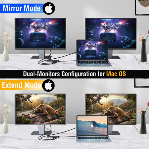 Auimce 7-in-1 2 HDMI,100W 3.0, USB C Docking Station Dual Monitor, Laptop Dock with PD, USB SD/TF Card Reader Ports
