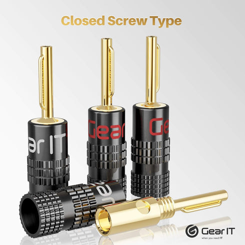 GearIT Banana Plugs for Speaker Wire, 6 Pairs, 12 Pieces, 24K Gold Plated Connectors for 12 AWG to 20 AWG