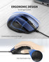 TECKNET 6-Button 4 5FT USB Wired Mouse, Corded Computer Mouse with Adjustable DPI, Optical Computer Mice with Ergonomic