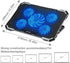 Upgrade Laptop Cooling Pad, Gaming Laptop Cooler with 5 Quiet Fans, 2 USB Ports, 5 Adjustable Heights, Blue LED Lights