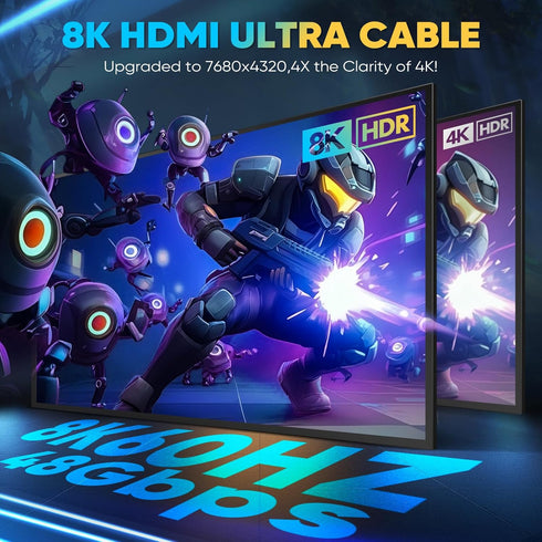 Yuaice 10K 8K 4K 2.1 1.5FT/0.45M, 48Gbps 8K@60Hz 4K@120Hz, 2.2 2.3, HDR10, TV/PS5/Xbox/HDTV/Blu-ray HDMI Cable Ultra