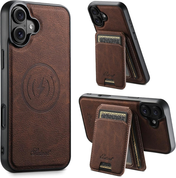 PASNEW for iPhone 17 Case,Compatible with Magsafe Wireless Charging Card Holder Wallet Leather
