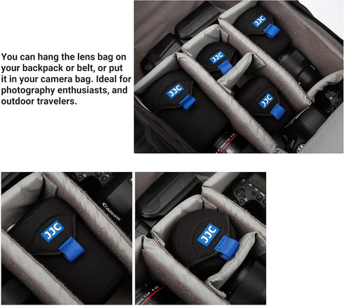 JJC Portable Neoprene Mirrorless Camera Lens Pouch for Nikon Z 35mm 85mm, Sony FE 20mm 24mm and Other Lenses
