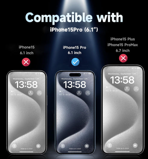 MAGIC JOHN 2 Pack for iPhone 15 Pro (6.1 inch) Privacy Glass Screen Protector, Anti-spy Tempered Glass Film, Bubble Free