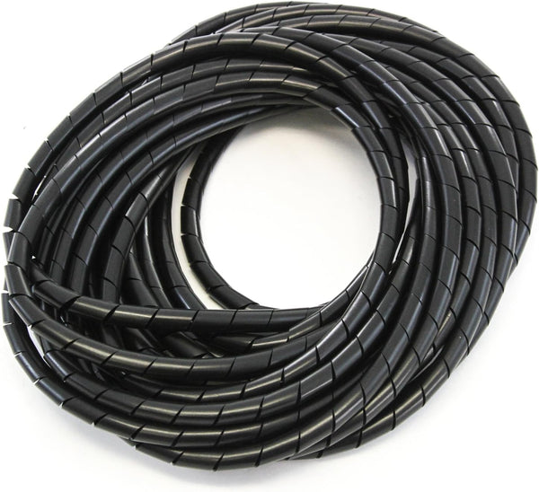 33FT PE 3/8 Inches (10 mm) Black Polyethylene Spiral Cable Wire Wrap - Cable Management Protector Sleeve