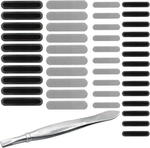 44 Pack Mesh Anti Dust Proof Adhesive Net Sticker with Tweezers, Speaker Dustproof Cover Kit for iPhone