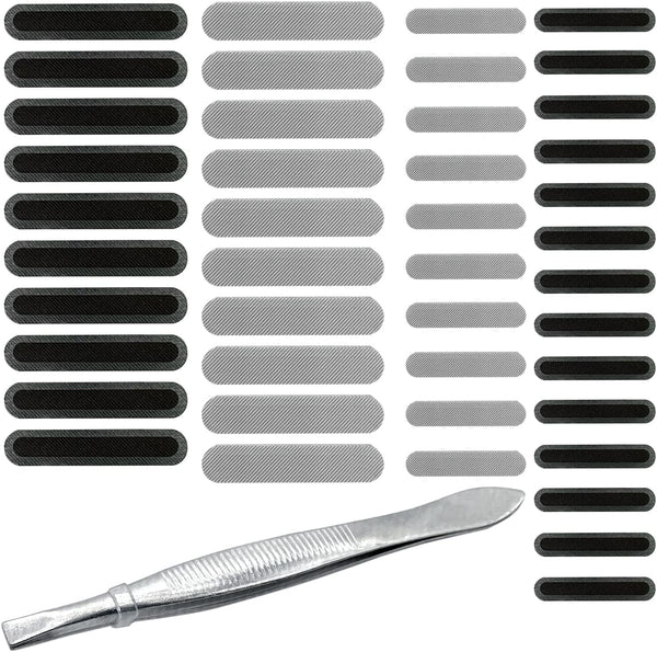 44 Pack Mesh Anti Dust Proof Adhesive Net Sticker with Tweezers, Speaker Dustproof Cover Kit for iPhone