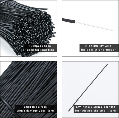 SumDirect 1000Pcs 4 Inch Plastic Twist Ties for Bags, Wire Cable Ties for Plants, Breads, Household and Office Use