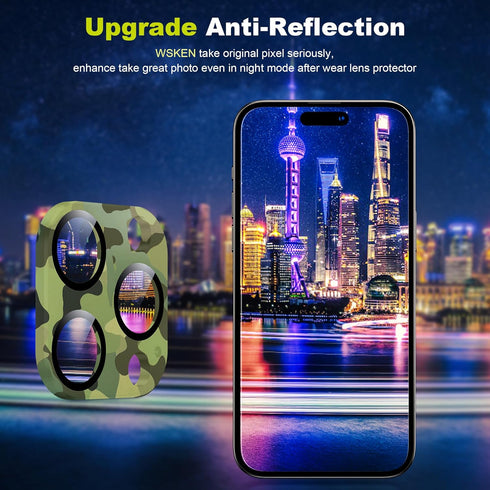WSKEN Matte Alloy Camera Lens Protector for iPhone 15 Pro/Pro Max, 9H Tempered Glass, Shatterproof, Scratch Resistant,