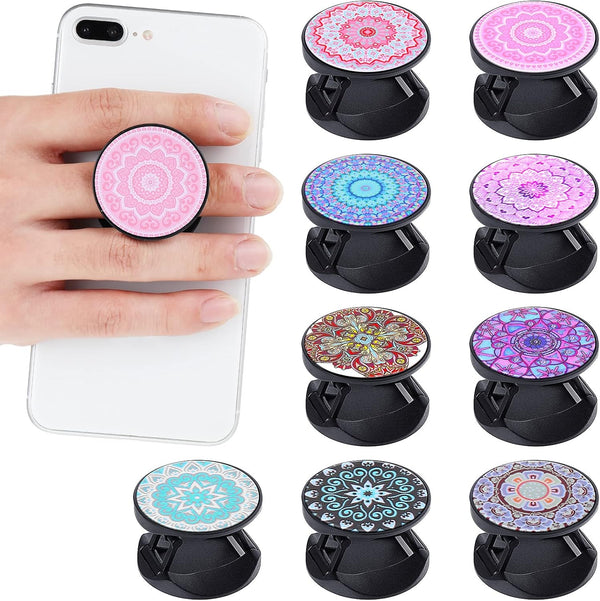Honoson 9 Pieces Cell Phone Grip Holder, Colorful Self-Adhesive Finger Ring Sublimation Phone Holders for Smartphone