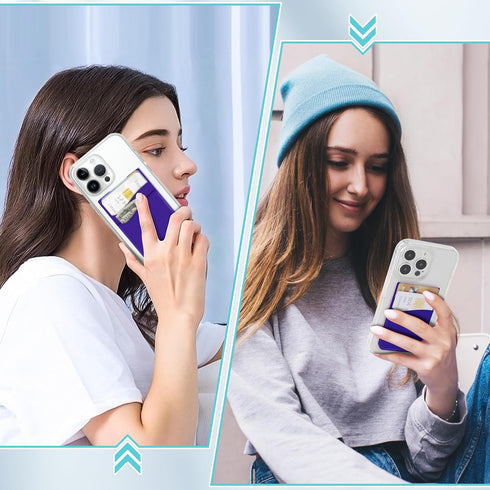 SHANSHUI Phone Card Holder, Silicone Wallet for Credit ID Business Card Pocket, 3 Pack Black Purple Blue