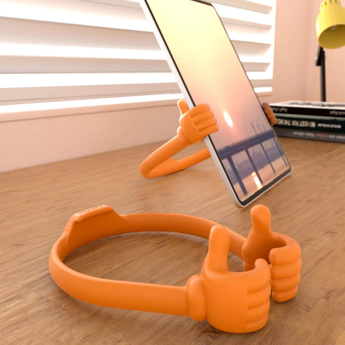 Honsky Thumbs-up Cell Phone Stand Holder, Tablet Stand Cradle for Desk Desktop Smartphone Cellphone Mobile Phone Tablets – Universal Adjustable Flexible,Yellow