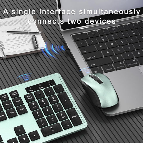 MPTOG 104-Key 15 Wireless Keyboard and Mouse Combo, Full-Size Office Keyboard with Function Keys, Numeric Keypad