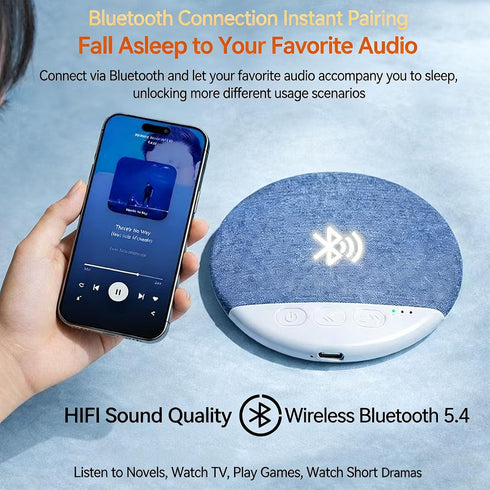 Ultra-Thin Bluetooth Pillow Speaker for Sleeping, Built-in White Noise to Support Sleep, Dual-Mode Speakers Audio