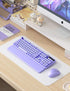 Wireless Keyboard and Mouse Combo, Cute Typewriter Keyboard with Detachable Wrist Rest, Retro Round Keycaps, 2.4GHz for