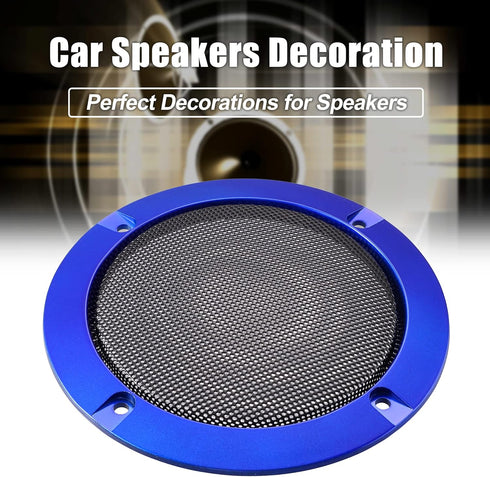 X AUTOHAUX 4 Inch Car Metal Audio Speaker Grill Cover, Mesh Woofer Horn Guard, Decorative Circle Grille Protector Blue