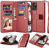 Njjex iPhone 12 Pro Max Wallet Case - 9 Card Slots, PU Leather, Detachable Kickstand (Wine Red)